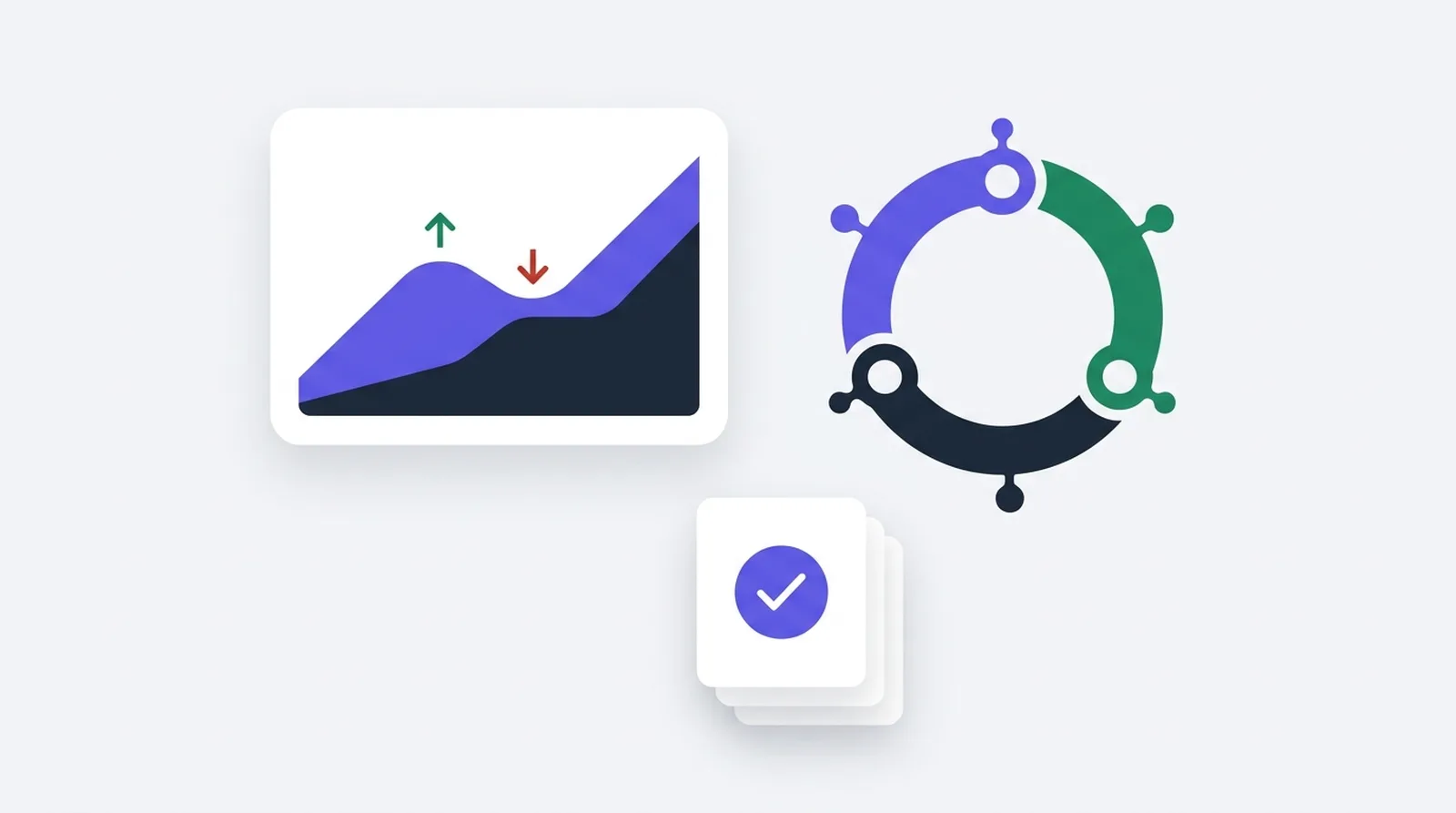 Illustration: an equity curve, a wheel cycle of premium and assignment, and reconciled statements